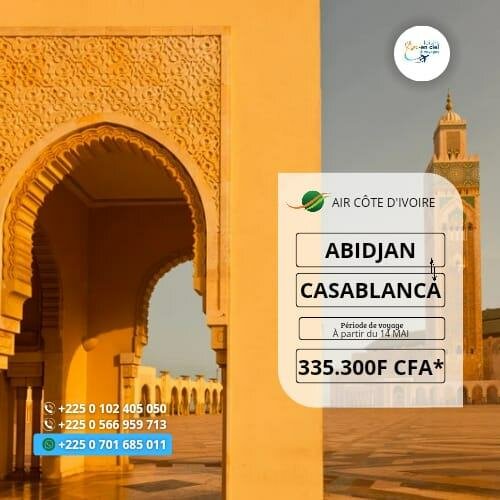 BILLET D'AVION AIR CÔTE D'IVOIRE