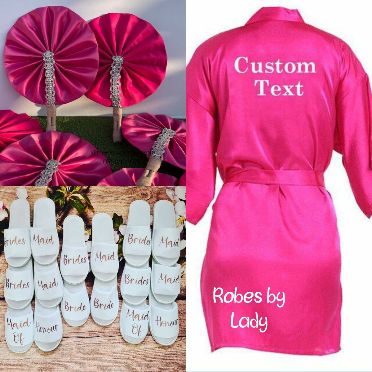 Customised robe, slipper & fan. Fan and robe in any colour