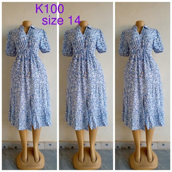 Light blue dress with floral print, size 14