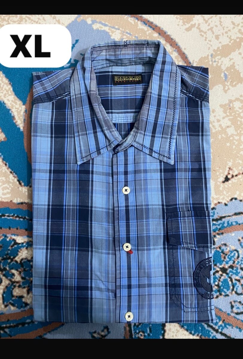 Chemise à carreaux bleue XL
