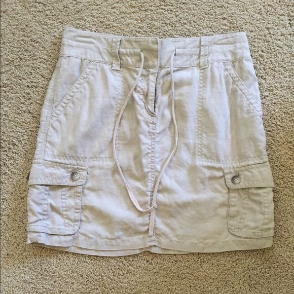 Jupe cargo en lin beige