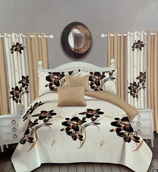 7 pieces bedspread  Comes with 2 curtains, 2 continental pillowcases as d 2 stander pillowcases 