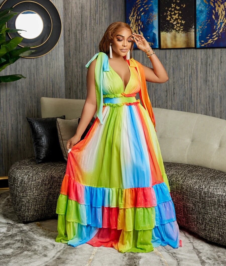 Colorful straight dress