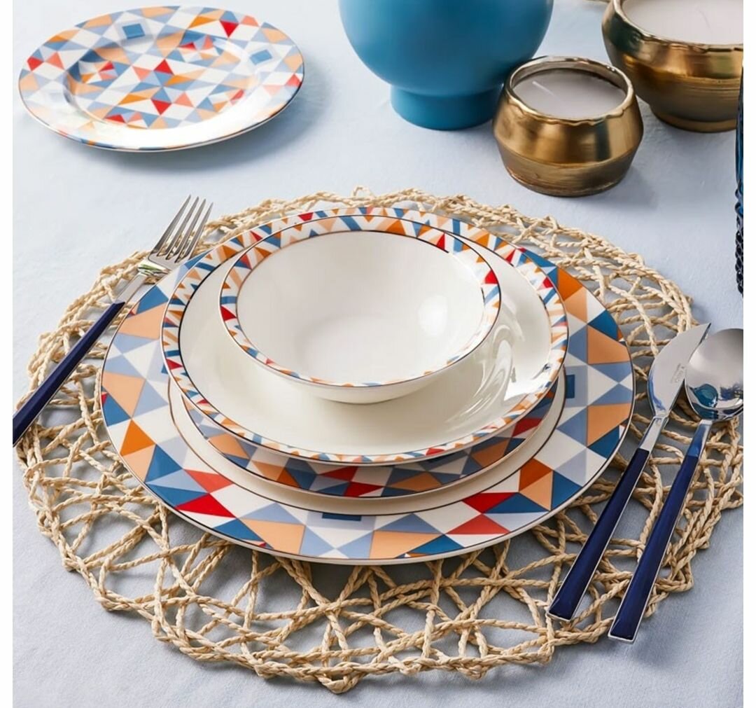 24 Pieces Stea 6 Persons Porcelain Dinnerware Set