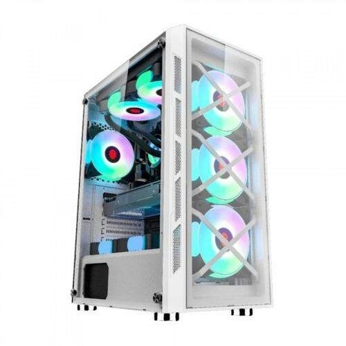 Trio Boitier Gamer TRIO 4DF RGB Mid Tower Gaming PC Case – Blanc