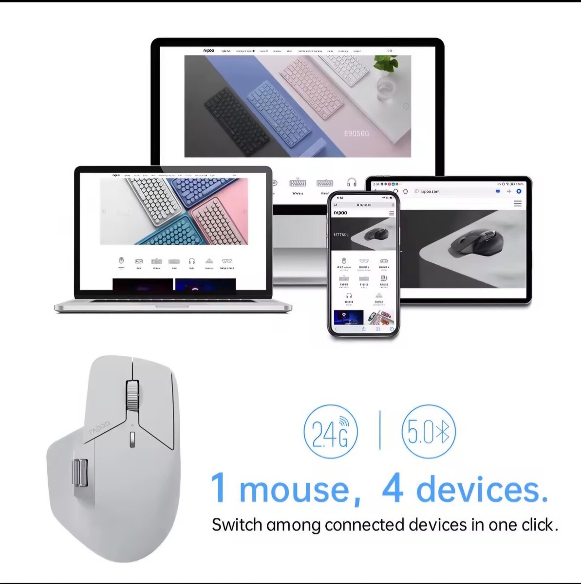 Souris sans fil ergonomique 4 appareils