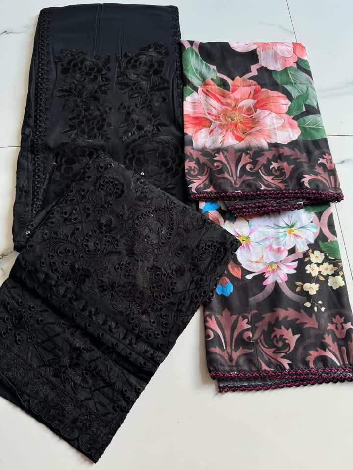 Ladies Embroidery unstitched viscose dress