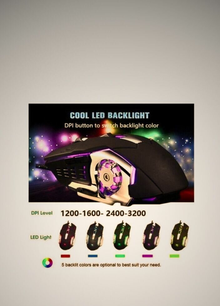 Souris Gamer LED Silencieuse