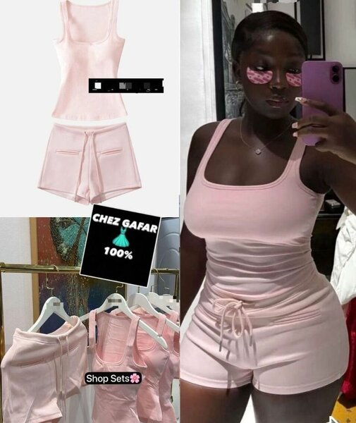 Ensemble débardeur et short rose