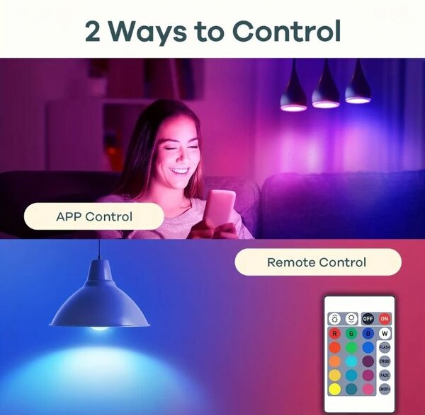 2 PCS LCUTML Smart LED Bulbs, RGBW Color Changing, Dimmable