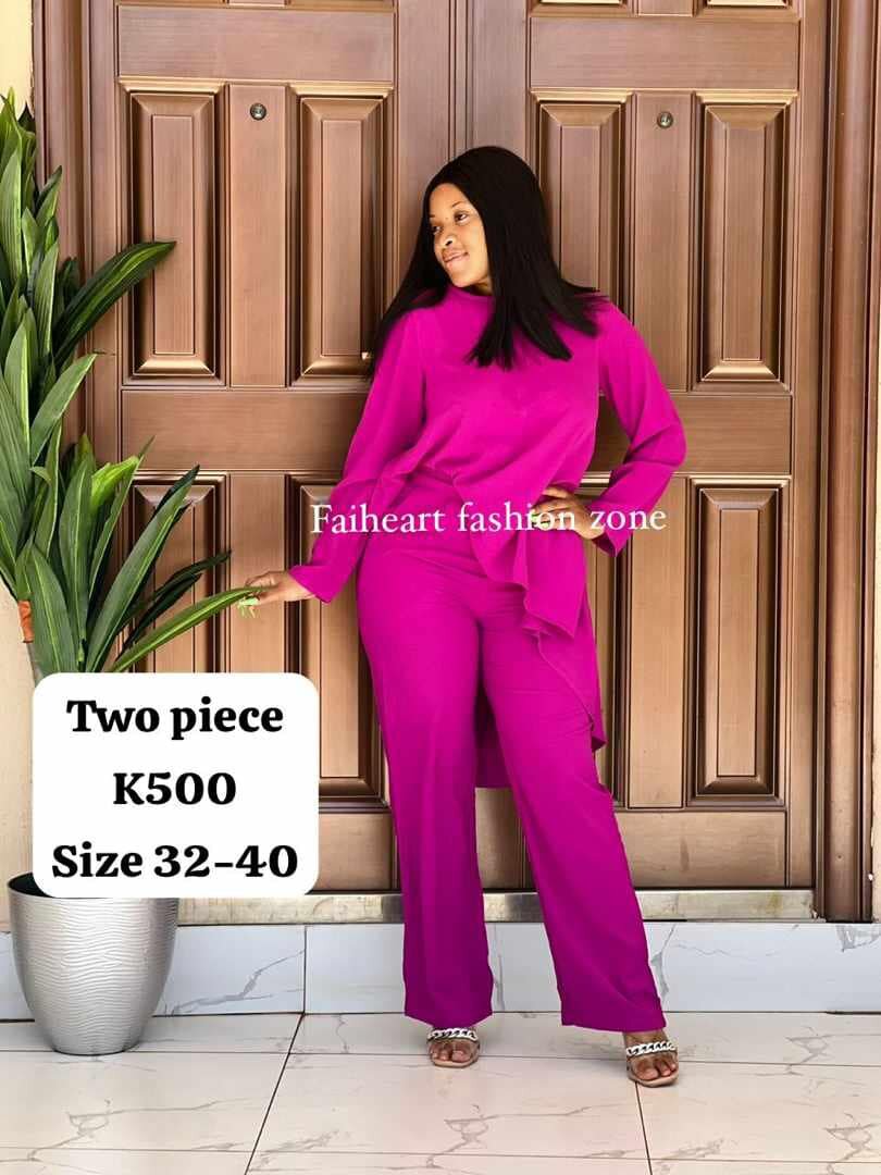 Women's Hot Pink Set, Long-sleeved Tunic and pants Size 32-40