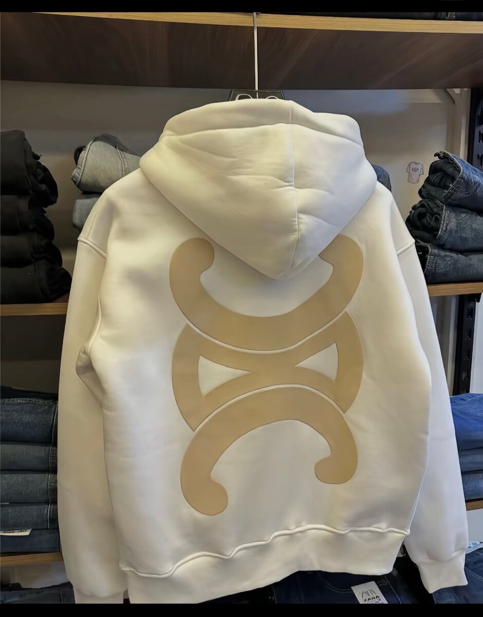 Sweat à capuche blanc avec logo doré