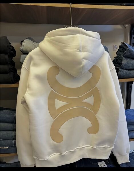 Sweat à capuche blanc avec logo doré