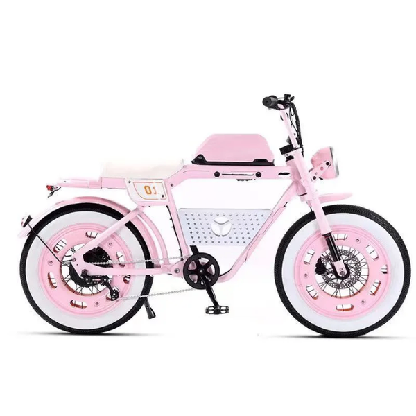 Vélo électrique rose rétro