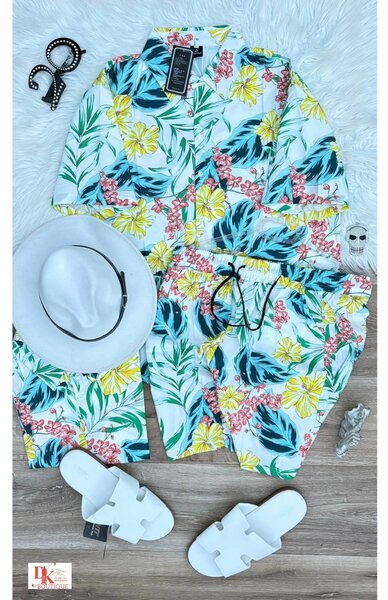 Ensemble chemise et short tropical