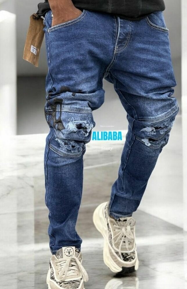 Jeans cargo déchiré homme