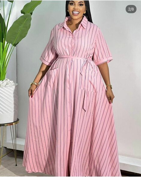 Robe longue boutonnée rayée