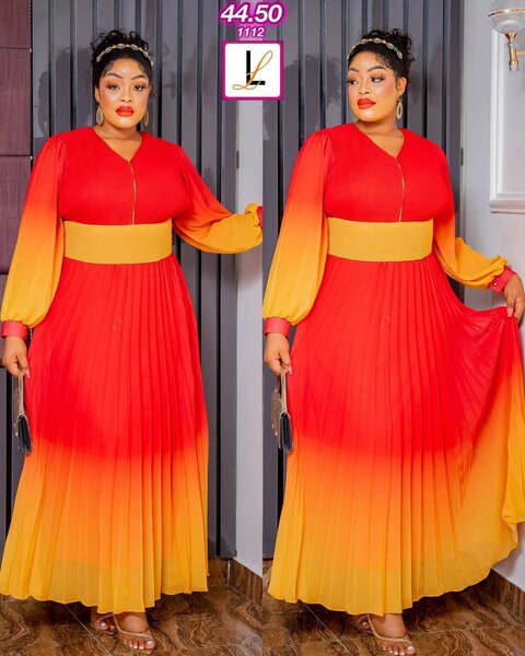 Robe Maxi Plissée Dégradée