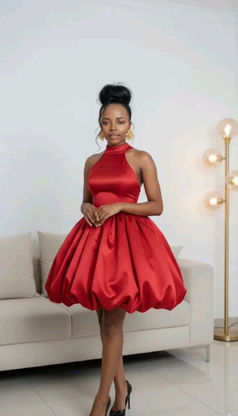 Robe rouge courte en satin