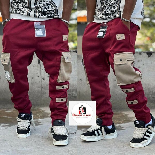 Pantalons cargo bordeaux mode