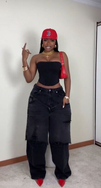 Jeans larges noirs tendance