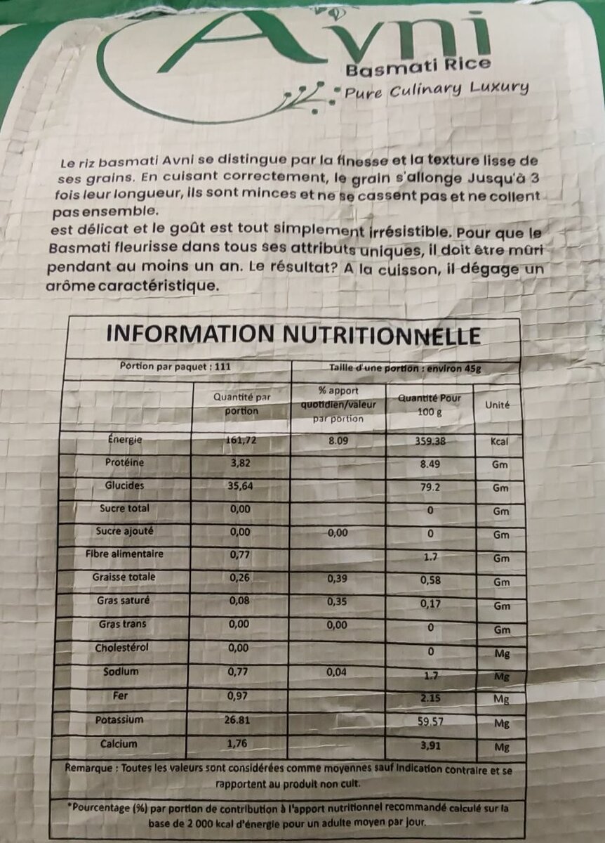 Riz Basmati Bio Avni 5kg