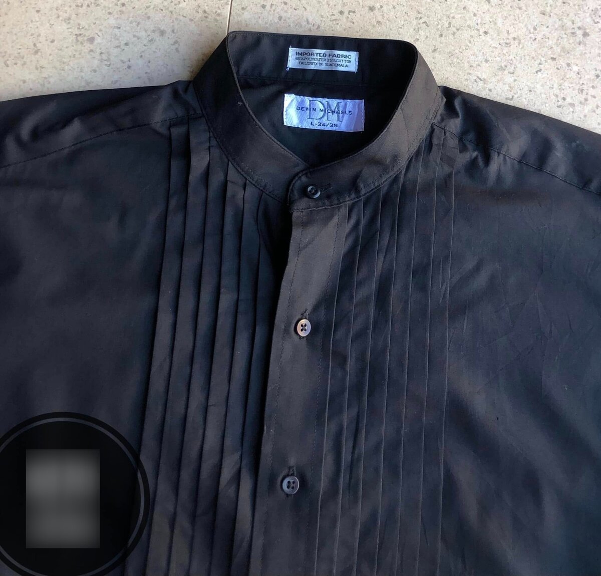 Men's Black Pleated Shirt 