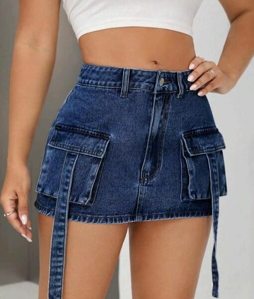 Mini jupe en jean cargo