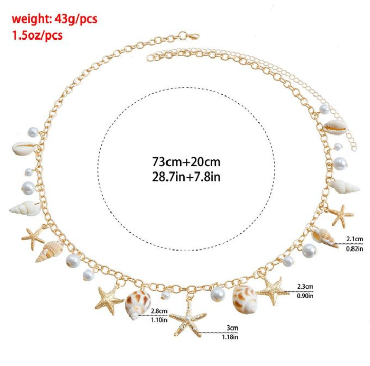 WOMEN WAIST CHAIN BEACH BIKINI BODY CHAIN STARFISH PENDANT
