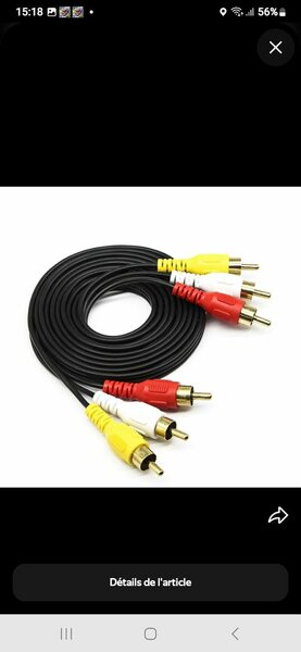 Câble RCA Audio Vidéo 3-en-1