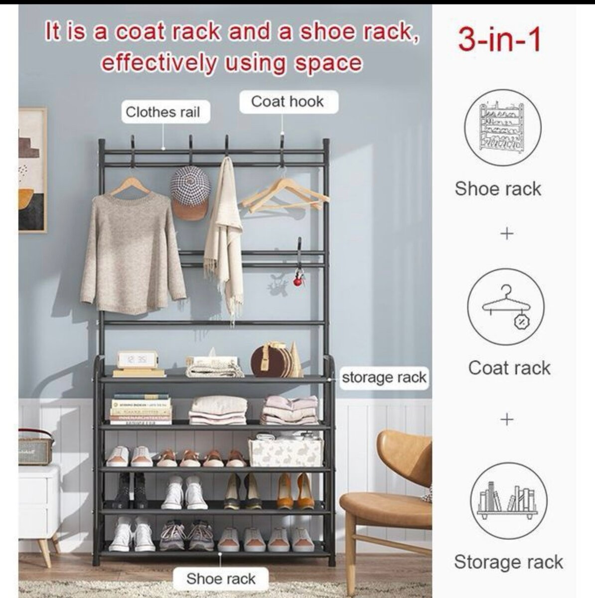 étagère de rangement de chaussures et chapeaux, porte mantea