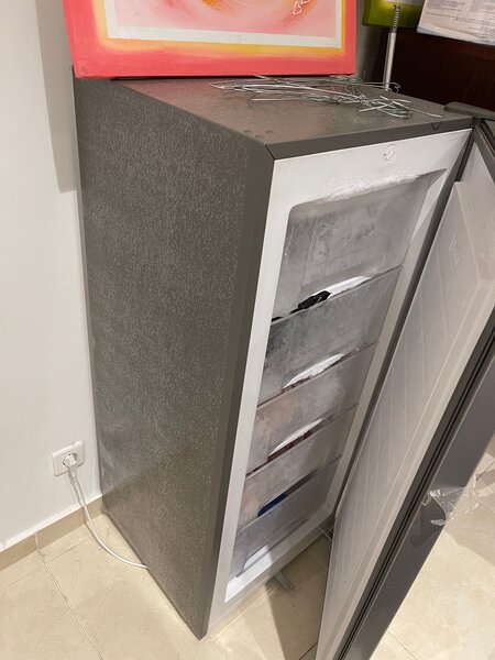 Congélateur vertical argent