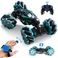 RC Stunt Car, 2.4GHz 4WD Remote Control Gesture Car Sensor Toy, Double Sided Rotating Off Road Vehicle 360° Flips with Lights Music, for Boys & Girls, Multi