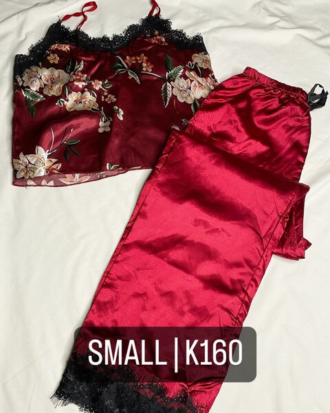 Beautiful women's pajamas red with floral print