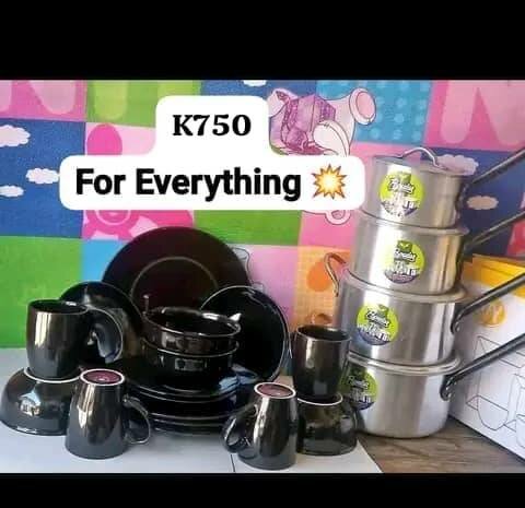 Set of black tableware