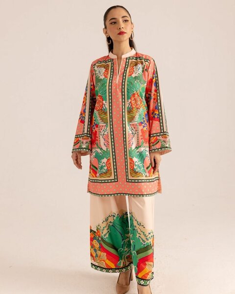 Woman's Stylish 2 Pcs Printed Shirt and Trouser