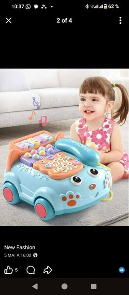 Téléphone musical bébé bleu