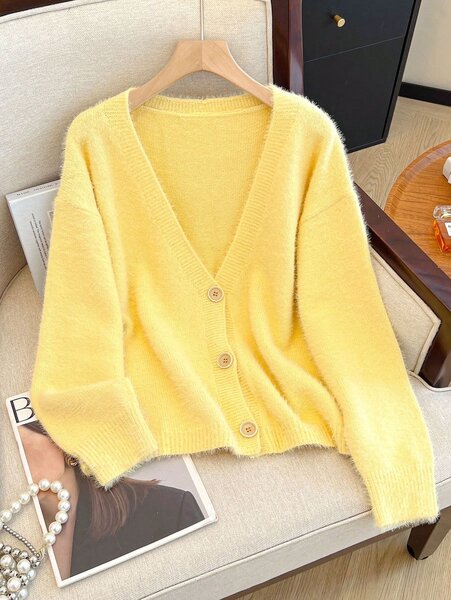 Cardigan jaune doux femme