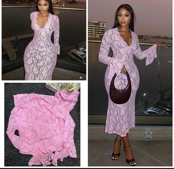 Robe en dentelle rose élégante