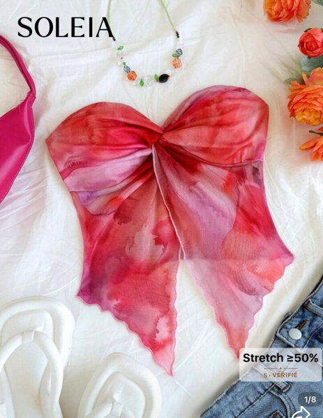 Haut en mousseline rouge