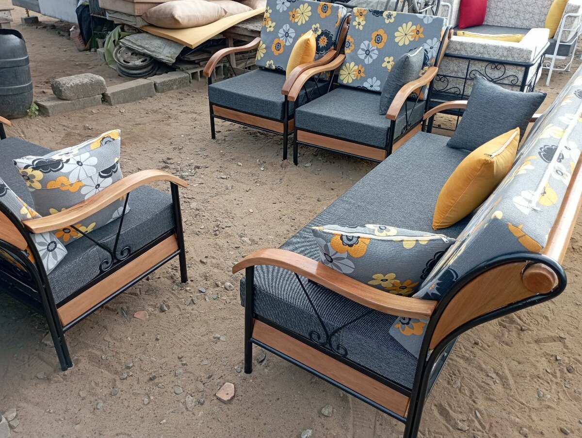 Salon fer forgé bois rond