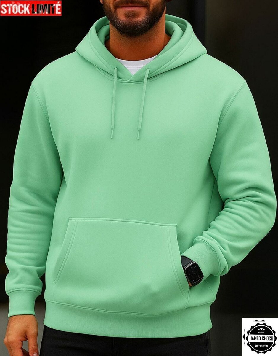 Sweat à capuche homme vert - Confort et style