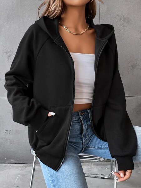 Veste à capuche noire unisexe
