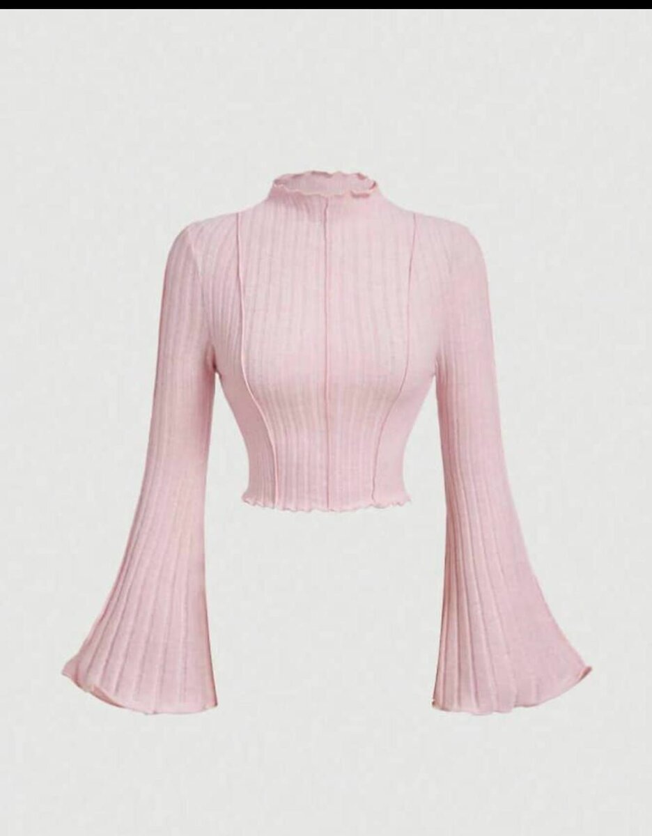 Top côtelé à manches évasées