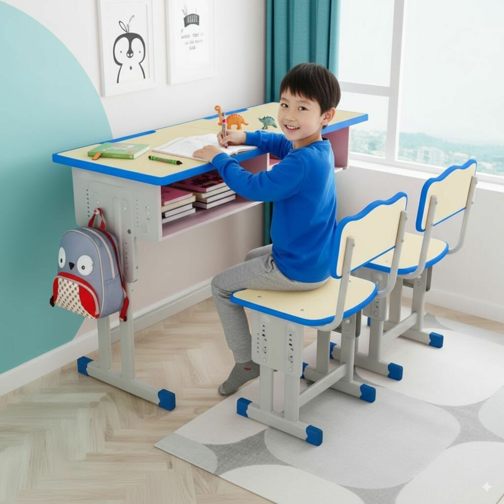 Bureau Enfant Réglable Double