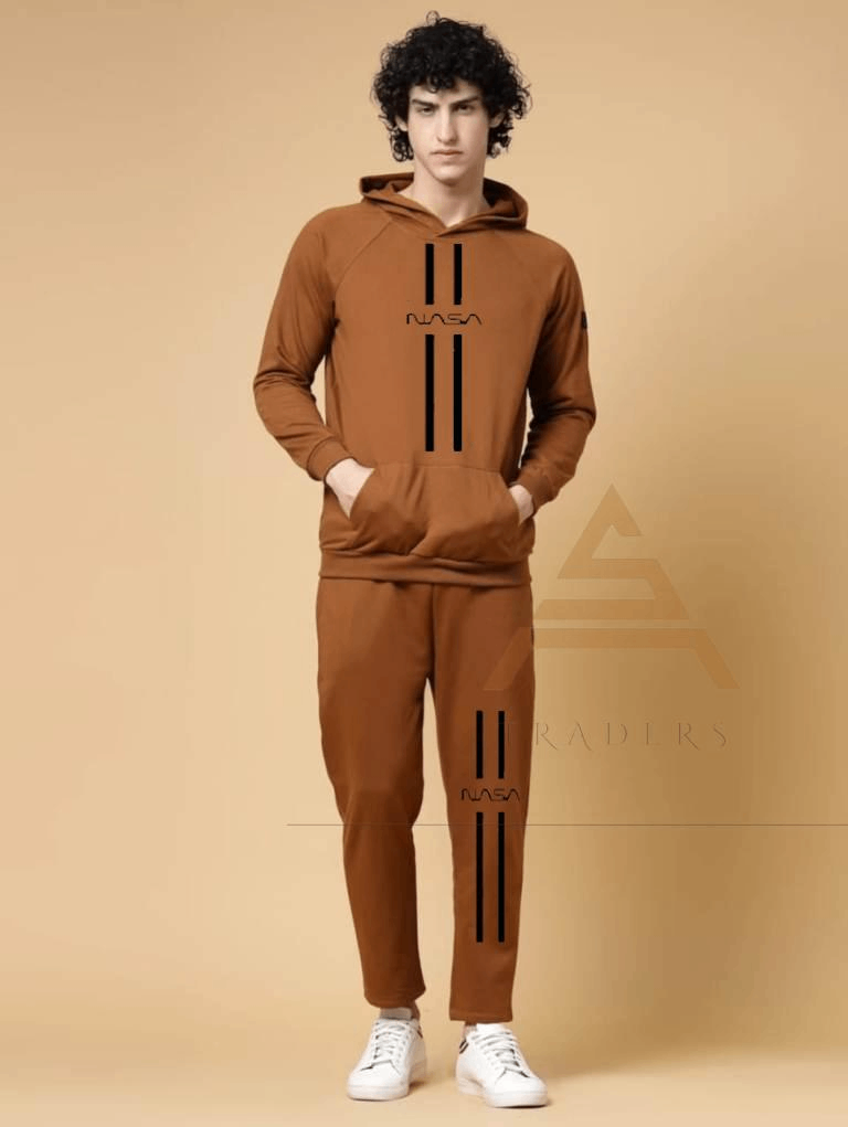 2 Pcs Man's Fleece Printed Track Suit
