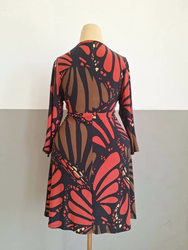 Red Floral Dress Poly Spandex