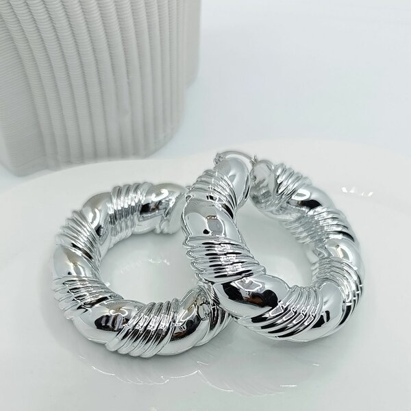 Boucles d'oreilles créoles argentées