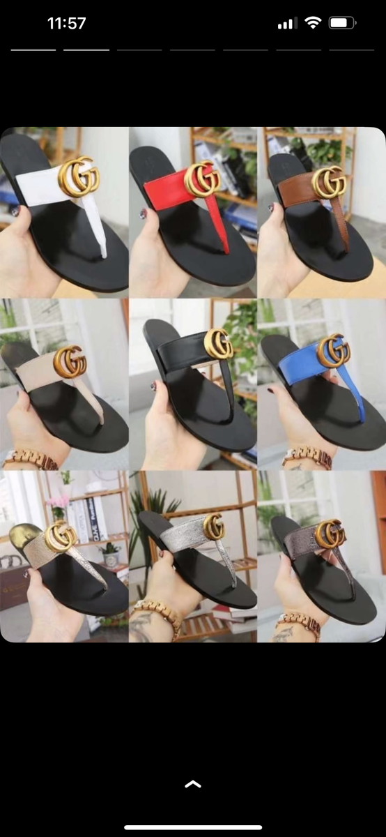 Gucci slippers and Herms slippers