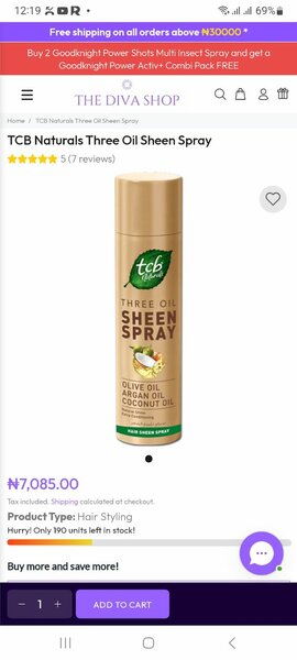 TCB NATURALS,  SHEEN SPRAY